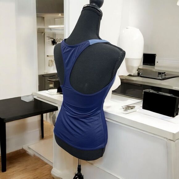 DKNY Swim Gray and Blue Striped racerback Tankini Top size small- EUC! - Picture 3 of 9